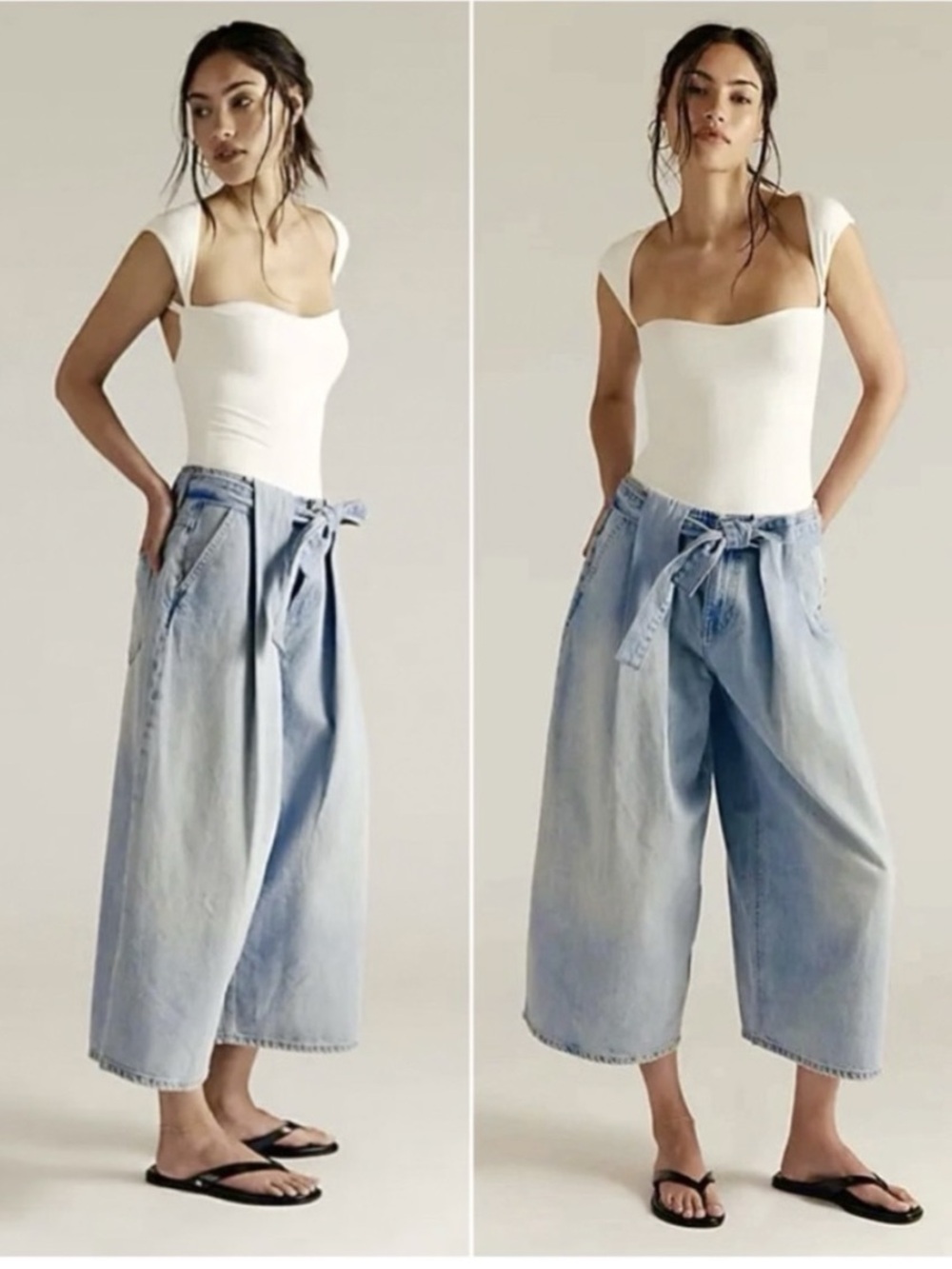 NWT Free People x We The Free High Tide Belted Crop Light Wash Jeans